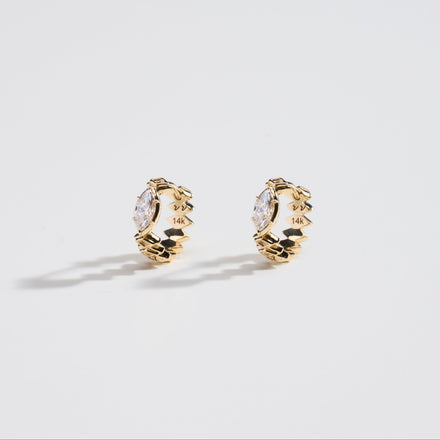 Bara Huggies in 14k Gold with Marquise Diamonds - rraine