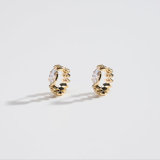 Bara Huggies in 14k Gold with Marquise Diamonds - rraine
