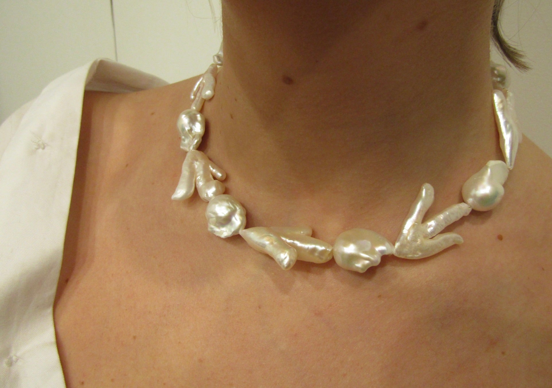 asymmetrical pearl choker