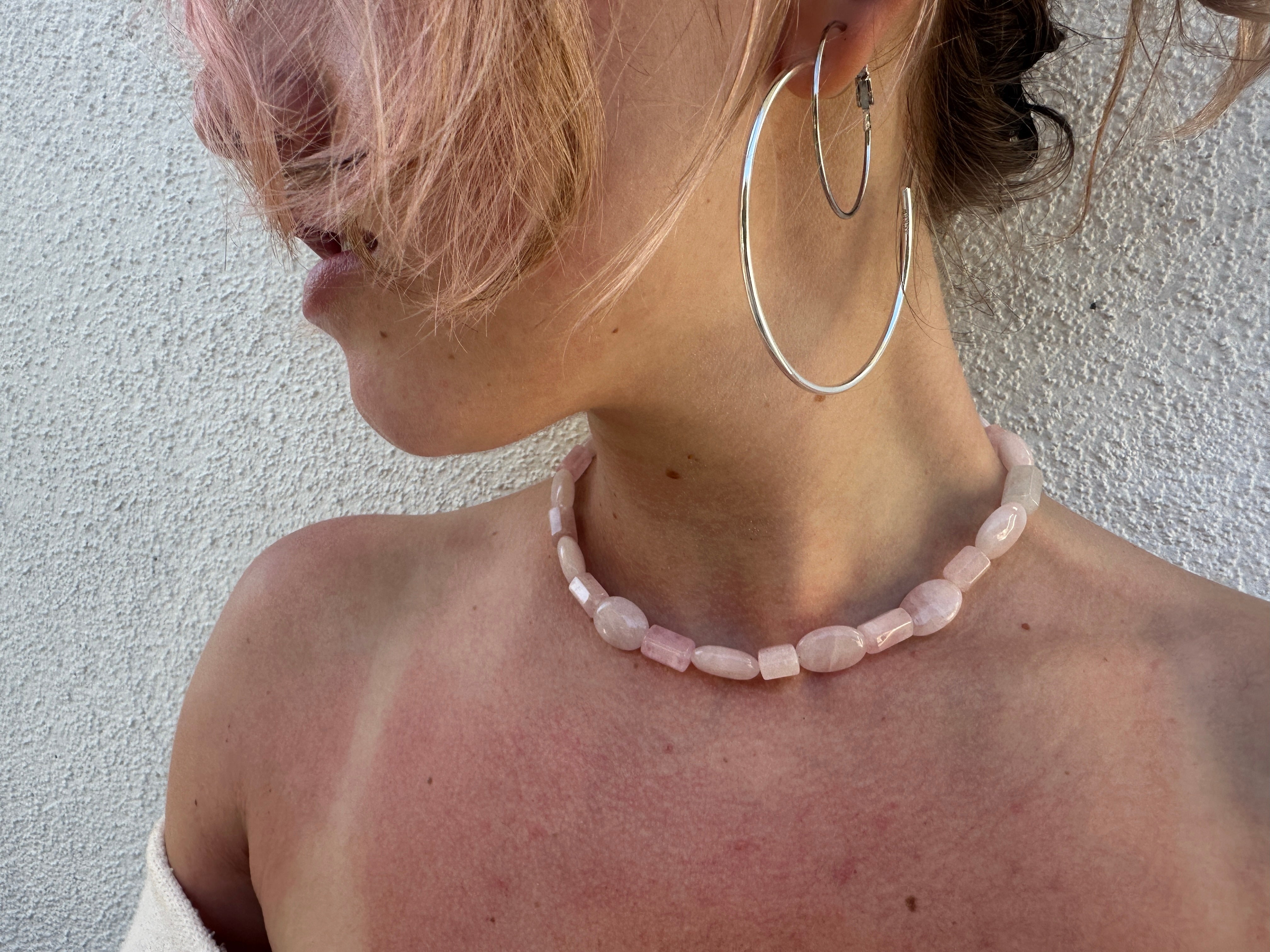 morganite & kunzite oval choker