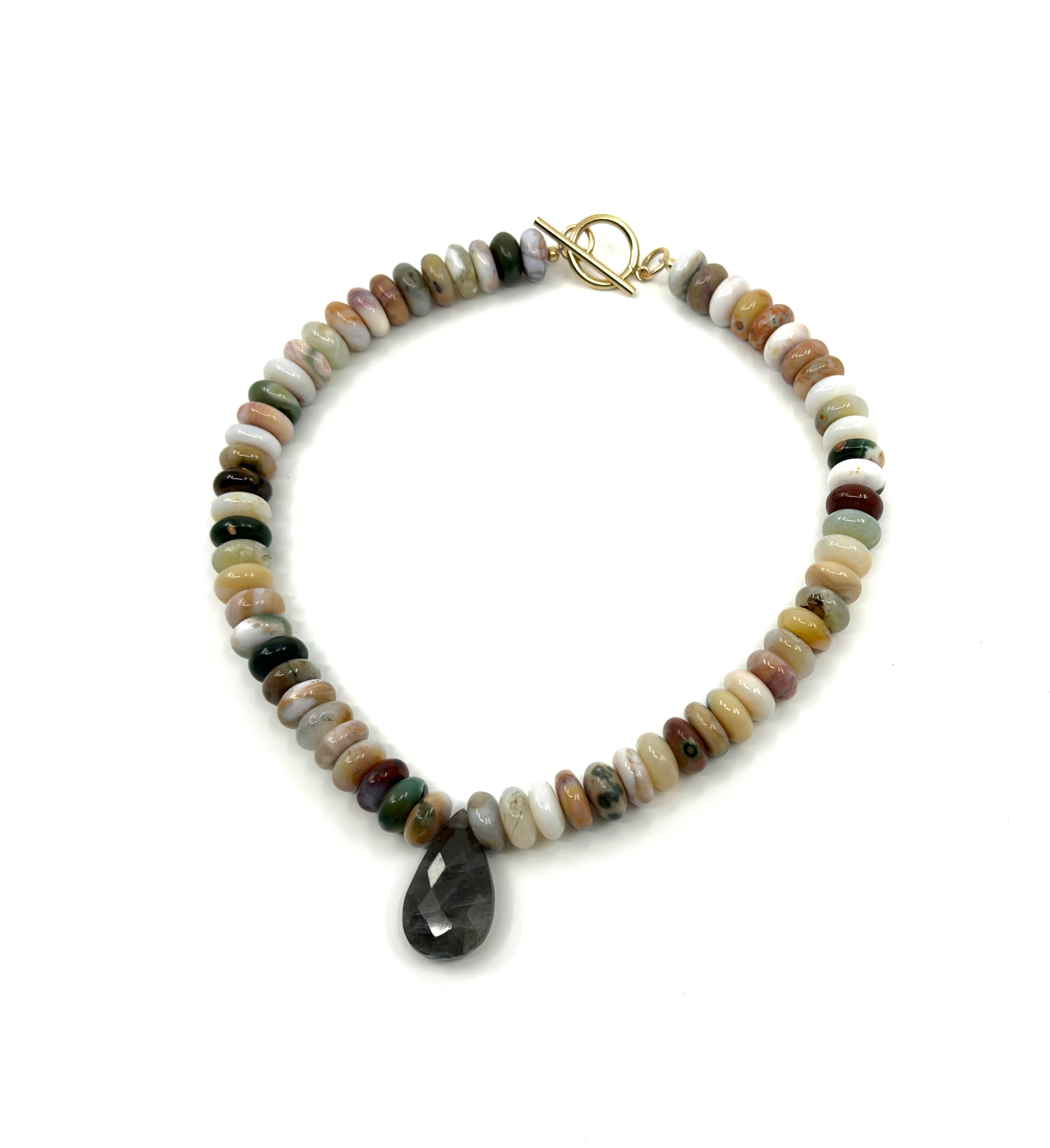 agate with labradorite stone choker