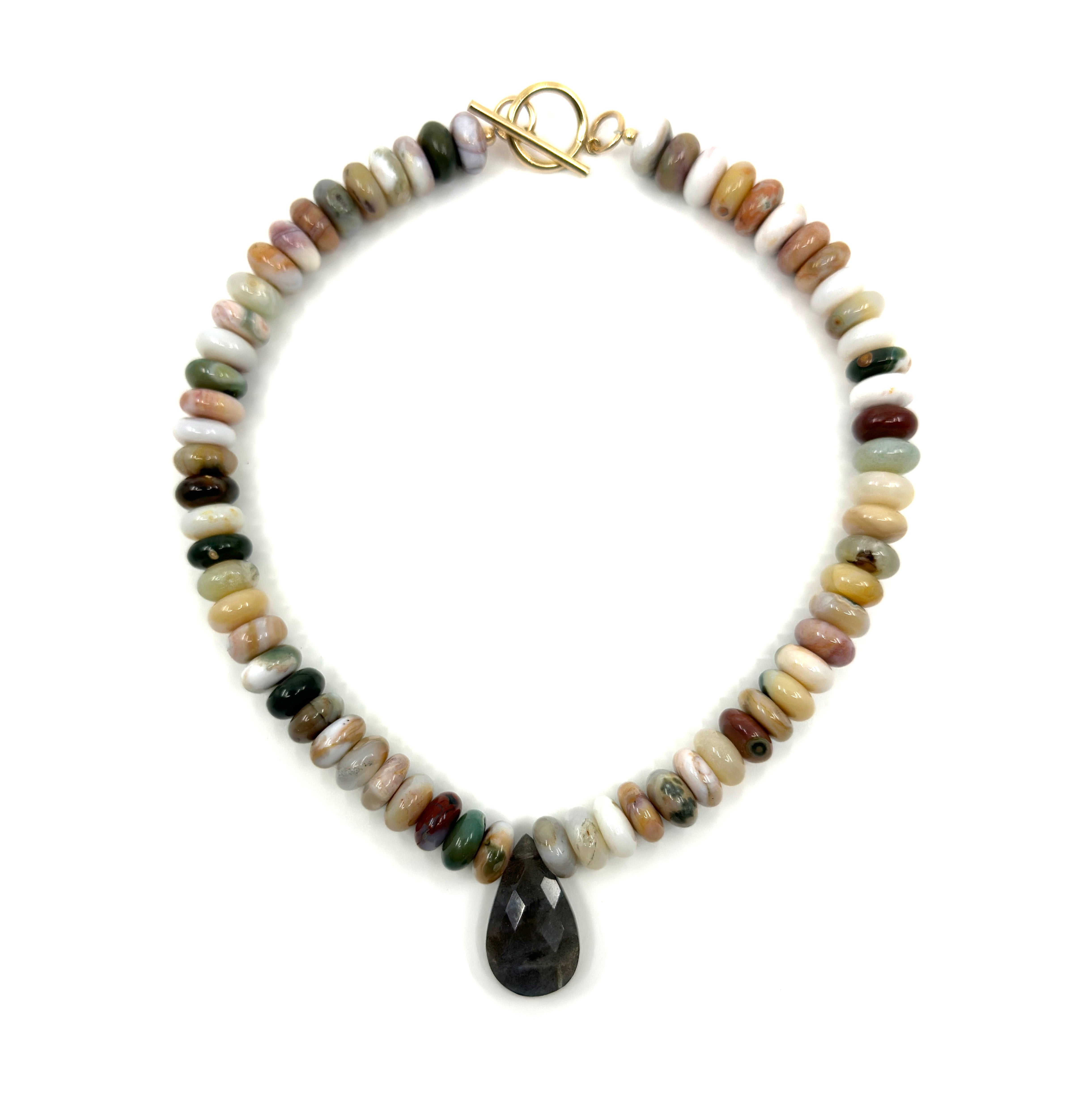 agate with labradorite stone choker