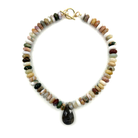 agate with labradorite stone choker