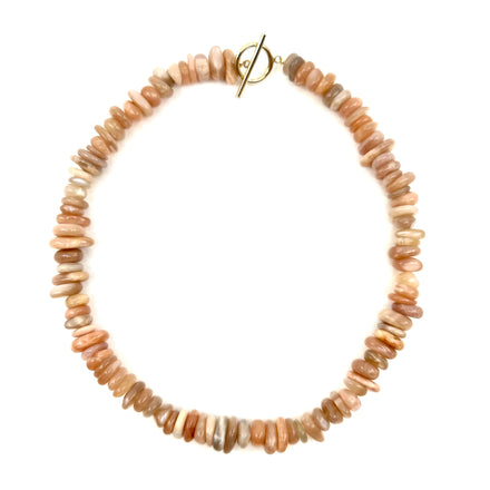 Sunstone choker with a 16'' gold-filled clasp, featuring polished sunstone beads.