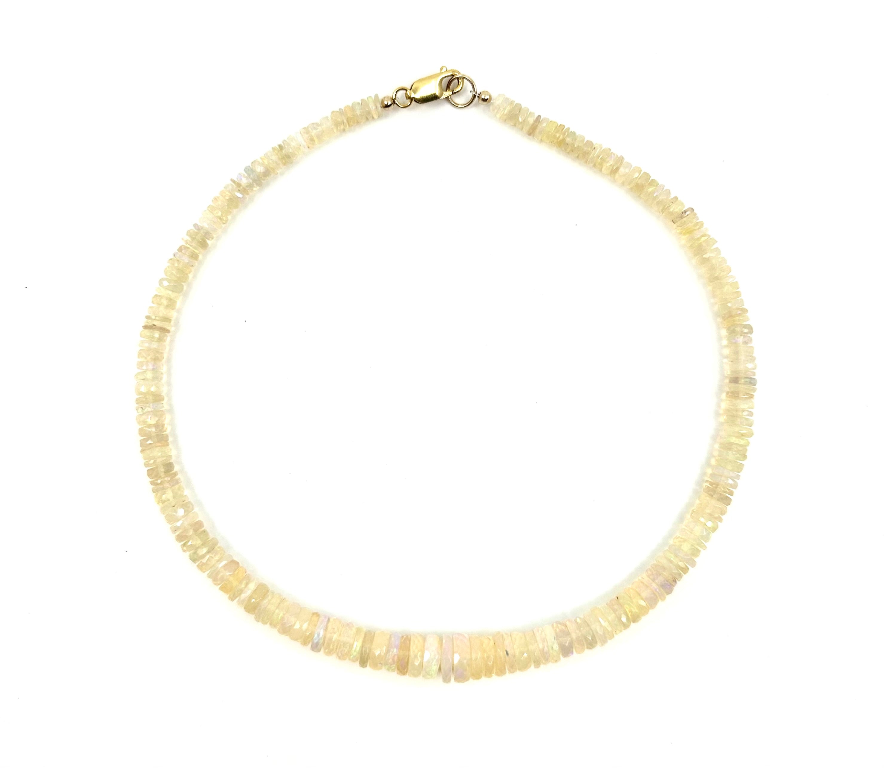 Elegant opal choker with gold-filled clasp, 15.25" length.