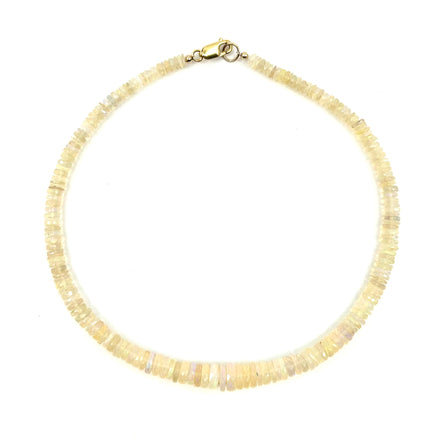 Elegant opal choker with gold-filled clasp, 15.25" length.