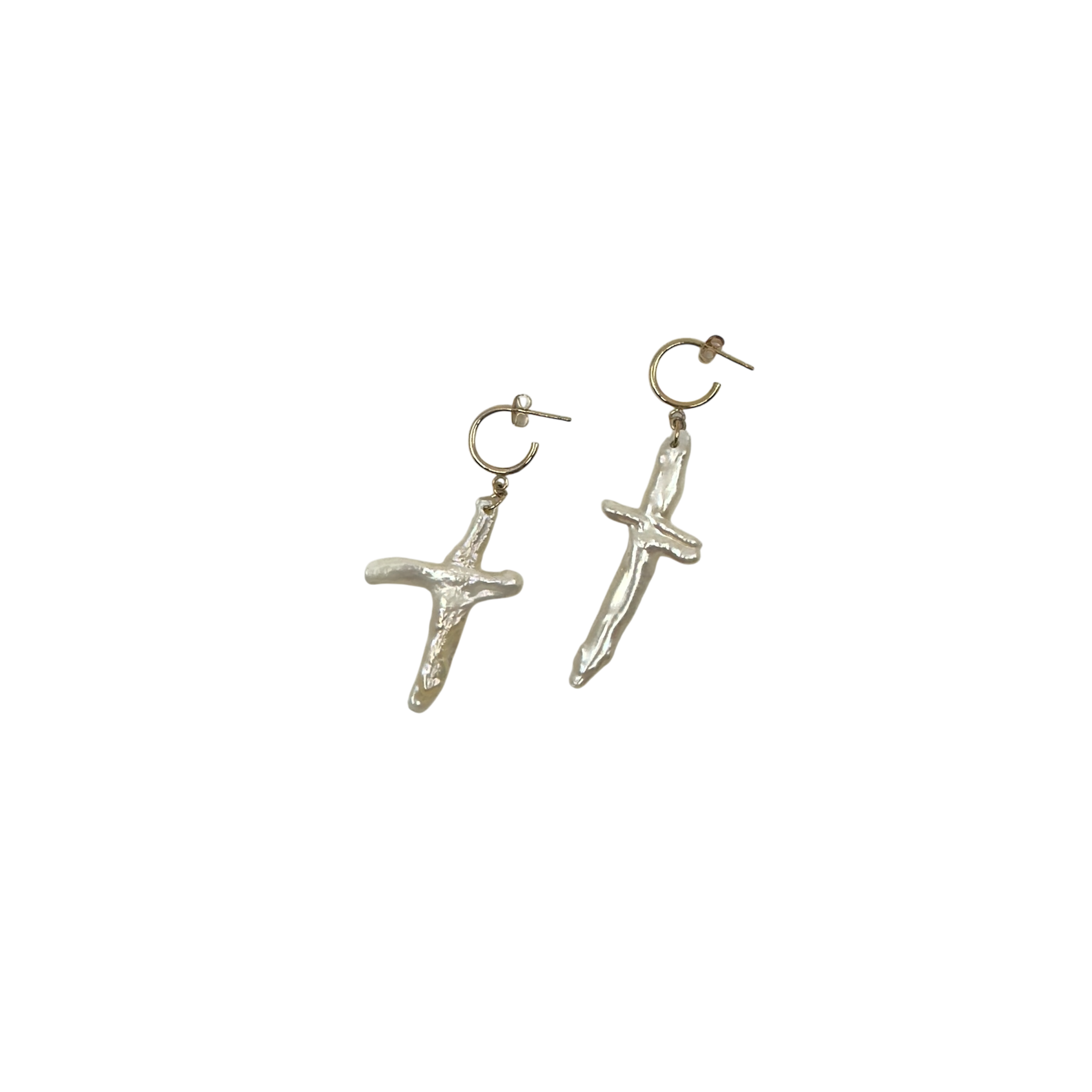 pearl cross hoops