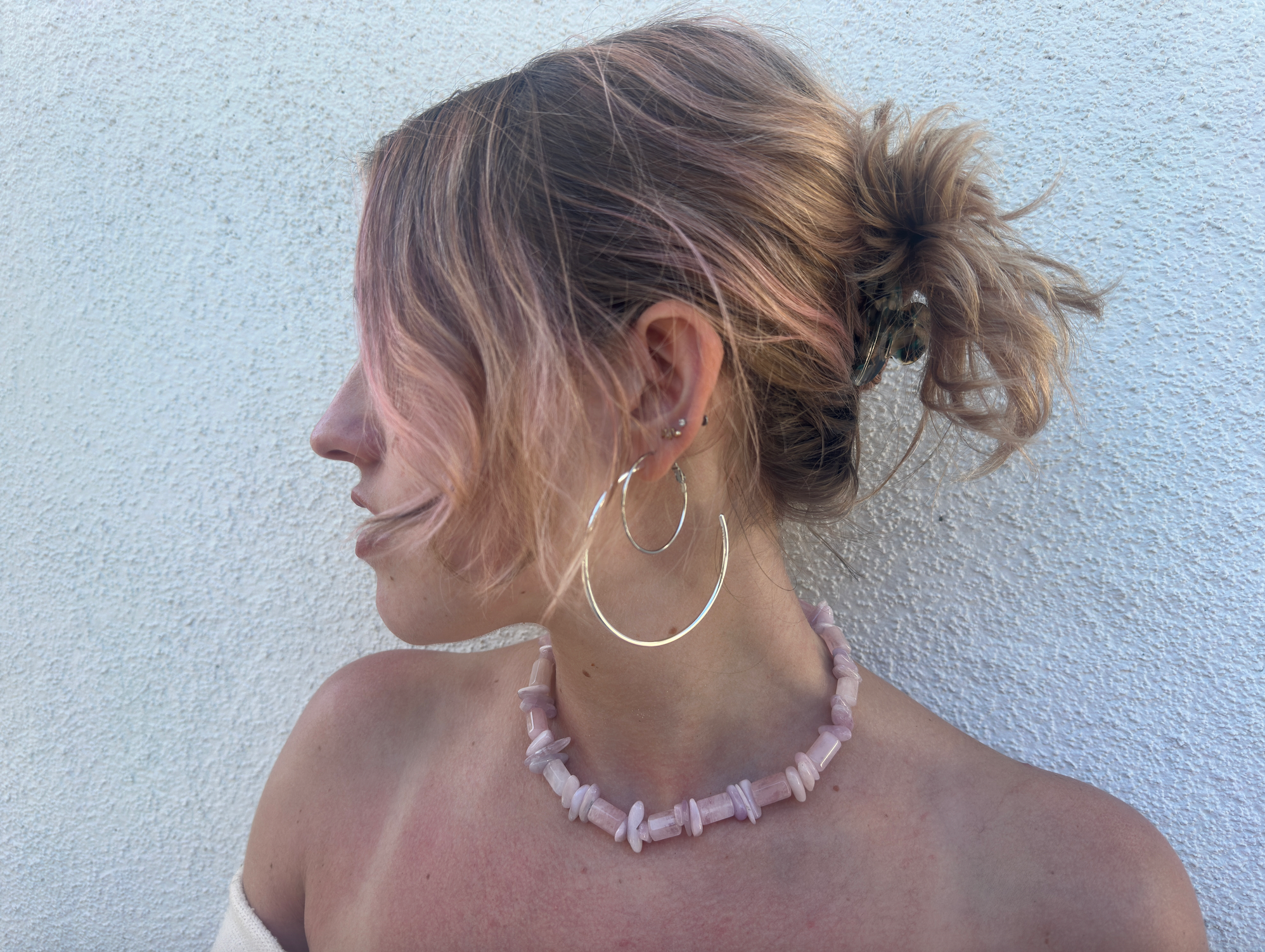 morganite & kunzite chip choker