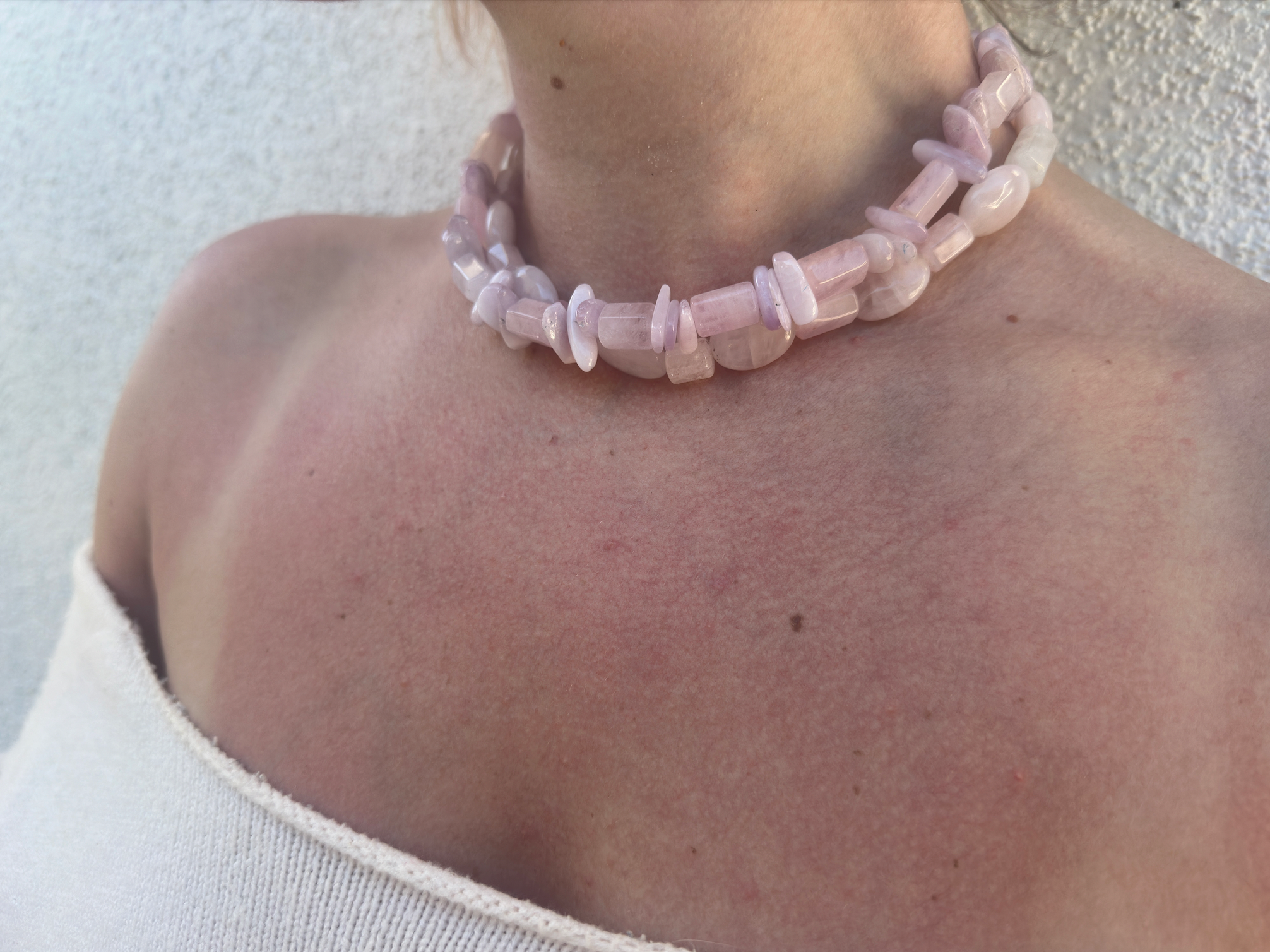 morganite & kunzite chip choker