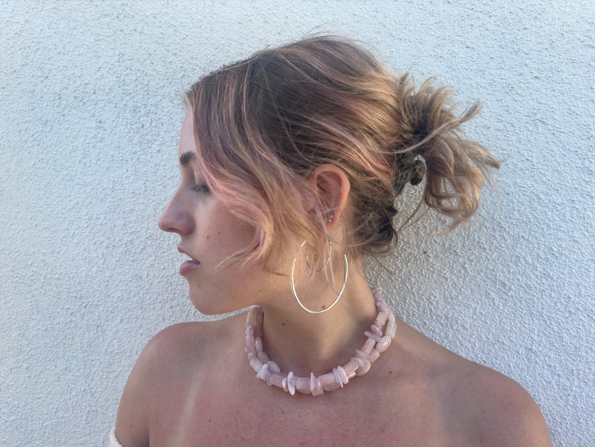 morganite & kunzite oval choker